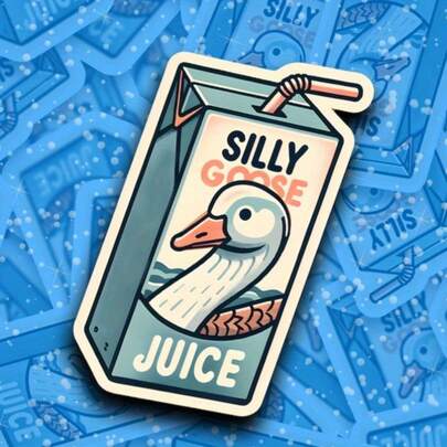 1Pc Silly Goose Juice Sticker - Funny Matte Finish Decal For Laptops, Water Bottles, Hydro Flasks, Phones, Hard Hats & More - Quirky Gift Idea With Cartoon Goose Design, Laptop Decoration | Playful Graphic