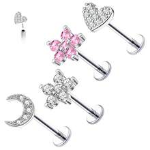 2~4PCS 16G 316L Pushin Lip Rings Butterfly And Bee Nose Stud Rings Top Push In Threadless Surgical Steel Flat Back Nose Rings Studs For Womens{"Color_name":"Silver4"} - Silver4 - View 1