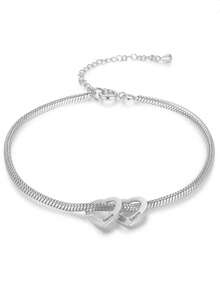 Customized Multi-Name Heart-Shaped Bracelet, Personalized Engraved Bracelet, Can Engrave 1-5 Names, DIY Couples Name Jewelry, Family Name Bracelet, Minimalist Bracelet, Silver/Gold Heart-Shaped Bracelet, Valentine's Day Gift Bracelet