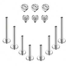 16g/18g Internal Thread Labret Jewelry Surgical Steel Lip Rings Stud Flat Back Medusa Monroe Lip Studs Nose Rings Studs Tragus Helix Cartilage Earring Piercing, 2/2.5/3/4/5mm CZ{"Color_name":"18G-3mmCZ/CrystalTop"} - 18G-3mmCZ/CrystalTop - View 1