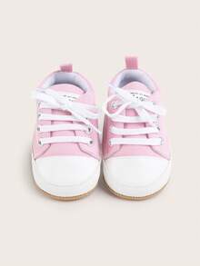 Tênis esportivos infantis com solado macio, antiderrapantes e respiráveis para crianças de 0 a 1 ano, primavera/outono, tênis casuais de lona para bebês de 0 a 6 a 12 meses, para meninos e meninas - Rosa - Ver 4