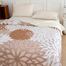 1 件加厚双层波西米亚风格提花仿毛皮羊毛毯，柔软温暖，可翻转，适合床上、沙发、办公室、汽车、旅行、野餐、派对，四季皆宜 - 駝色 - 查看 4