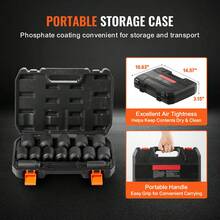 Axle Nut Impact Socket Set, 1/2" Drive Deep 6+12-Point 14-Piece Metric Spindle Nut Socket Set, CR-V Heat Treated Large Socket Set With Storage Case, Auto Repair, Removing Or Installing Axle Nuts - 1/2" Metric Axle Nut, 6+12pt - View 6