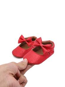 0-1岁婴幼儿蝴蝶结亮片PU鞋 - 紅色 - 查看 10