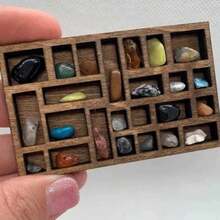Estantería de madera en miniatura para baratijas, soporte de exhibición para especímenes minerales