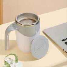 1 pieza Vaso de acero inoxidable con asa, taza de mezcla eléctrica con batería y agitador magnético, botella de agua y taza de café con auto-mezclado, ideal para el hogar, la oficina, viajes, taza magnética automática, taza de café con agitación automática, taza de acero inoxidable de 380 ml - Marrón - Ver 5