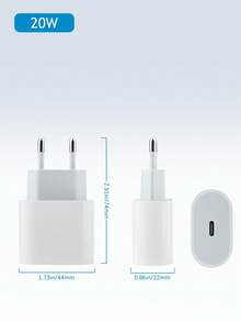 20W PD Fast Wall Charger, EU Plug, PD3.0 Wall Charger, 20W Power Adapter Fast Charging Compatible With Apple Android Phones, OnePlus, Smart Watches
