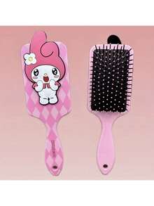 1 Stück Kissen Kamm, süßer Cartoon schwarze Schönheit My Melody dekorativer Kamm, geeignet für alle Frisuren, passend für Weihnachten, Halloween, Partygeschenke.