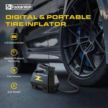12V Portable Air Compressor With Digital Pressure Gauge And LED Light, Tire Inflator For Car Tires, Bicycles, Motorcycles, Sports Balls And Inflatable Items - Blue - View 4