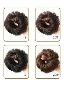 Natural Black Messy Bun Hair Piece Wavy Curly Scrunchies Synthetic Chignon Ponytail Hair Extensions Thick Updo Hairpieces For Women 4inch