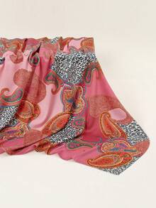 1pc Women's Fashion Scarf, Mulberry Silk Paisley & Paisley Print Scarf, Geometric Print Headband, Versatile Headwear, Suitable For Daily Wear, All Seasons - Pink - View 2