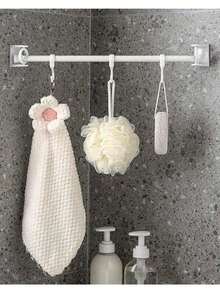 4 件 360° 可旋转伸缩杆固定器，免钻孔强力粘合挂钩，毛巾杆浴帘杆支架