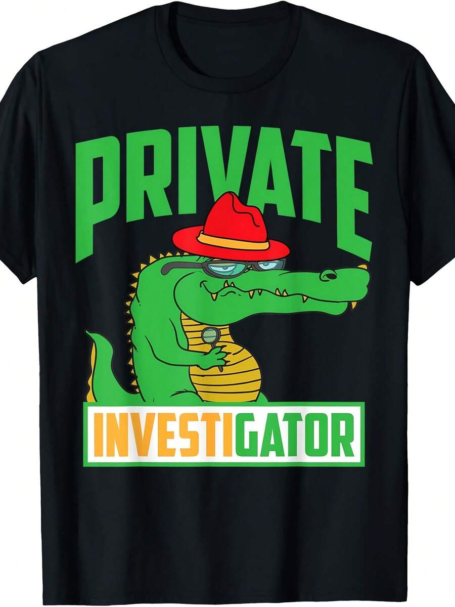 Private Investigator Cute Alligator Researchers Funny Gift T-Shirt - 款式29 - 查看 1