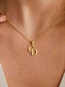 Collar con nombre personalizado - Joyería de acero inoxidable con inicial personalizada, diseño simple y clásico adecuado para uso diario, regalo de cumpleaños único para él o ella, collar de pareja, joyería de alta calidad y duradera, collar personalizado, accesorios de pareja, brillo metálico elegante, personalización de moda juvenil - Multicolor - Ver 6