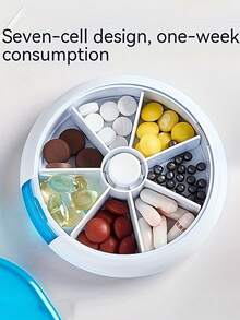 7-Grid Pill Box With Clear Labels For Men Women Portable Travel Medicine Box Outdoor Home Vacation Beach Cruise Travel Essential Accessories - Multicolor - View 3