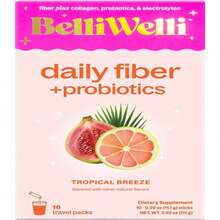 Belli Welli Fiber Supplement, Probiotics Fiber Powder Travel Pack For Women With Collagen &Amp; Electrolytes For Daily Gut Health &Amp; Debloating, Tropical Breeze, 10 Packets - Flavor NameC - 查看 1
