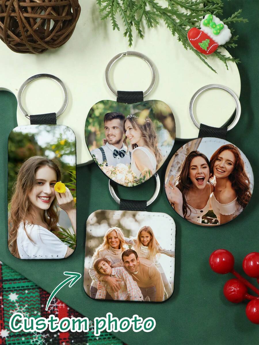 1 pieza Llavero personalizado con foto, llavero de cuero personalizado con foto, llavero con foto personalizada, regalo de cumpleaños, regalo de aniversario, regalo del Día de San Valentín, regalo del Día del Padre, regalo del Día de la Madre, baratijas