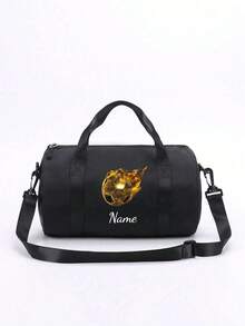 Customizable Back To School Mini Personalized Sports Bag, You Can Add Name, Text Or Pattern. It Features A Football Theme Design, Perfect For Various Sports And Daily Use, Such As Outings, Workouts, Travel, Shopping And Beach Activities. An Ideal Gift For Any Occasion, Especially Christmas! Personalized Customization Service Provided. - Black - View 26