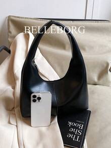 Casual Minimalist Large Capacity Lightweight Versatile Women Underarm Shoulder Bag - Black - View 8