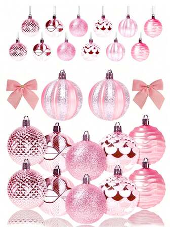 12 piezas/Set Decoración de bolas de Navidad rosas, Decoración de árbol de Navidad de plástico irrompible, Decoración de bolas de Navidad de varios colores, para bodas, Día de la Madre, Navidad, fiestas, Día de San Valentín, Decoración navideña, Regalos de Navidad, Decoración de árbol de Navidad, Colgantes de árbol de Navidad (Rosa) Decoraciones navideñas para el hogar, Regalos de Navidad, Decoración navideña