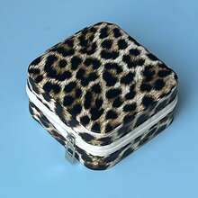 1 pezzo Scatola portagioie unica e alla moda con stampa leopardata, organizer portatile in pelle PU di alta qualità per orecchini, anelli, gioielli, con scomparti multipli