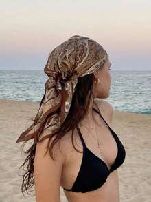 1pc Paisley Print 70cm Square Scarf, Women's Fashion Large Handkerchief/Bandana For Spring, Can Be Used As Waistband, Packaging Decor, Ribbon, Headband Or Headscarf