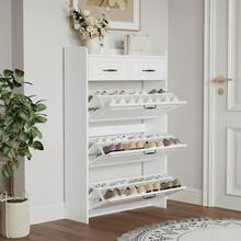 Shoe Cabinet For Entryway, Narrow Shoe Storage Cabinet With 3 Flip Drawers And 2 Top Drawers, Modern Shoe Rack Organizer Cabinet For Hallway, Apartment, Living Room, White - trắng - Xem 11