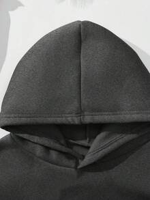 Set de 2 piezas de mujer con sudadera con capucha y pantalones de chándal de unicolor, para otoño/invierno - Gris Oscuro - Ver 3