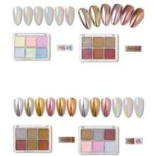 1pc 6 Colors Solid Magic Mirror Nail Powder, Solid Gold Powder, Aurora Powder Manicure Magic Mirror Powder, Solid Mirror Powder