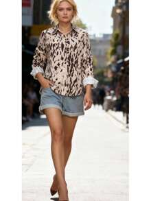 Cow Print All-Over Print Fashionable Versatile Shirt