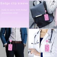 1 Conjunto (Clipe de Crachá + Porta-Cartão) Clipe de Crachá Fofo de Ganso de Pescoço Longo, Porta-Crachá Rosa, Chaveiro Prático, Clipe de Acessórios de Enfermagem com Porta-Cartão de Identificação Vertical, Adequado para Professores, Estudantes, Médicos, Enfermeiros, Funcionários de Escritório, Presente do Dia da Enfermagem (Série Rosa) - Ganso de Pescoço Longo