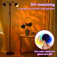 Dual-Head RGB Floor Lamp With Remote Control, Adjustable Brightness & Color Temperature, Romantic Ambient Projection Light For Living Room And Bedroom - đen - Xem 7