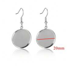 20入組/套極簡不銹鋼圓形DIY耳環底座適合女士DIY首飾製作 - 銀色 - 查看 12