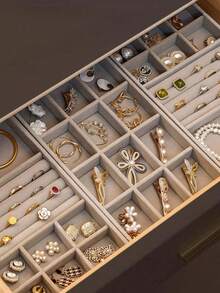 9 pezzi Vassoio in velluto per gioielli, organizer per gioielli con scomparti separati, espositore impilabile per orecchini, collane, bracciali, anelli, fermagli per capelli, fasce, ecc. San Valentino Ritorno a Scuola