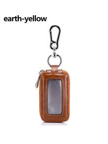 1pc Car Key Holder Zipper Pouch, Personalized Double-Layer Key Organizer Waist Hanging, Large Capacity Leather Zipper Car & Home Key Bag - A - View 8