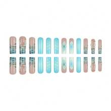 Exquisite Fashion 3D Three-Dimensional Fake Nails Sweet Cool Lines Wind Blue Nail Surface Cute Flowers Gorgeous Broken Diamond Stars - SGCY-526 - 查看 3