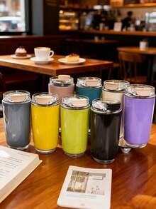 1 pieza Botella de agua de acero inoxidable de 320ml, diseño minimalista, opciones de multicolor, taza de café con aislamiento al vacío con textura suave perfecta, Body de acero inoxidable, a prueba de fugas, aislamiento térmico duradero, taza portátil para café con leche, taza de viaje, taza para té helado, taza de fondo plano con aislamiento al vacío, adecuada para el hogar, la oficina, los viajes por carretera, el camping, el senderismo, los deportes, los picnics, excelente para regalos de negocios y regalos para el hogar