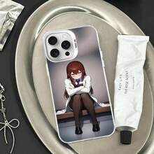 Anime Series S-Steins-Gate Phone Case Cover Compatible With  17 16 15 14 13 12 11 Pro Max Plus Color Silver Cover, Cover Compatible With  17 Case,  17 Pro Case,  17 Pro Max Case