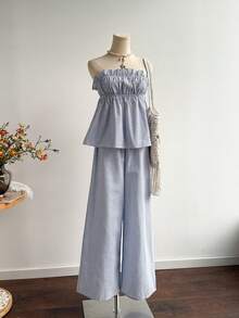 Rusttydustty Bộ đồ hai mảnh dành cho nữ, trang phục bãi biển Phục sinh theo phong cách boho, lễ hội âm nhạc Hawaii, kỳ nghỉ nhiệt đới, Giáng sinh, Halloween - Màu xanh nhạt - Xem 2