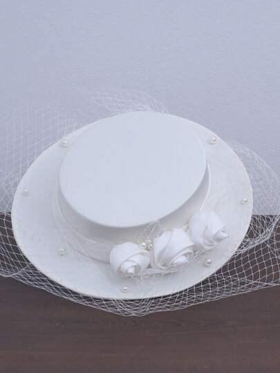 Mũ hoa cô dâu, mũ đi nhà thờ cho nữ, mũ kiểu Anh, phụ kiện đội đầu thanh lịch cổ điển, phù hợp cho tiệc tùng, đám cưới, trang trí tiệc trà, khăn voan đội đầu.