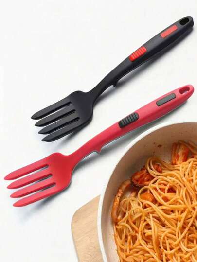 Garfo de cozinha multiuso de silicone - Utensílio de cozinha resistente ao calor e antiaderente para mexer, amassar e servir - Cabo ergonômico, Garfo de cozinha de silicone resistente ao seguro para lava-louças, Garfo de cozinha, Garfo de cozinha antiaderente para assar e misturar, Utensílios de cozinha resistentes ao calor, Espátula de cozinha grande antiaderente, Versátil para massas, pizzas, amassar, bater, assar - Material de silicone - Utensílios de cozinha