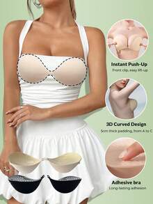 1 件 5 厘米厚隐形文胸/丰胸/聚拢，适合无肩带连衣裙，提升乳沟，提升和塑造小胸部无肩带文胸，晚礼服，婚纱超级聚拢文胸 - 彩色 - 查看 2