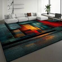 Extra Large Luxurious Thickened Soft Cushion, Modern Minimalist Style Geometric Color Block Patchwork Pattern Carpet, Available In Red, Green, Yellow, And Other Colors, Machine Washable, Soft And Comfortable Back, Lightweight - 彩色 - 查看 11