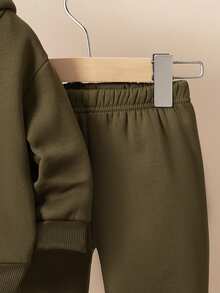 Toddler Boys' Cool Monster Truck Print Hoodie & Pants 2-Piece Set, Autumn/Winter - Army Green - View 5