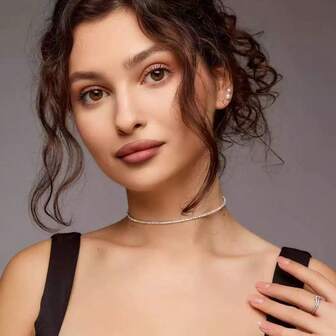 שרשרת עגולה עם אבני חן אחת, שרשרת קולר מינימליסטית