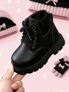 Winter Bestselling Children's Ankle Boots, Boys' And Girls' Black Boots, Toddler School Shoes, Suitable For Holidays, Parties, Shopping And Vacation - Black - View 5