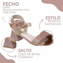 Sandália Salto Menina Saltinho Infantil Molekinha Salto Sofisticado Verão Brilhos