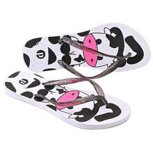 Comfortable Soft Women's Flip Flops - D2.15-whiteCow-blackCat - View 4