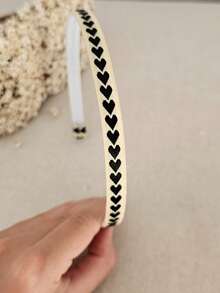 Children's Hair Tiara With Colorful Heart Print Fabric, Delicate For Girls - Black - View 5