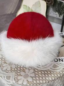 1/2pcs Mongolian Style Christmas Hat, Autumn/Winter New Thickened Warm Faux Fur, Women Fashion Minimalist Faux Mink, Versatile